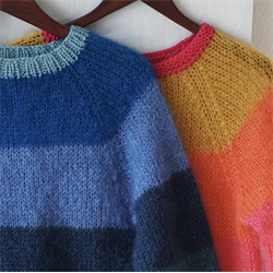 IDUN stripet mohairsweater - lang eller kort